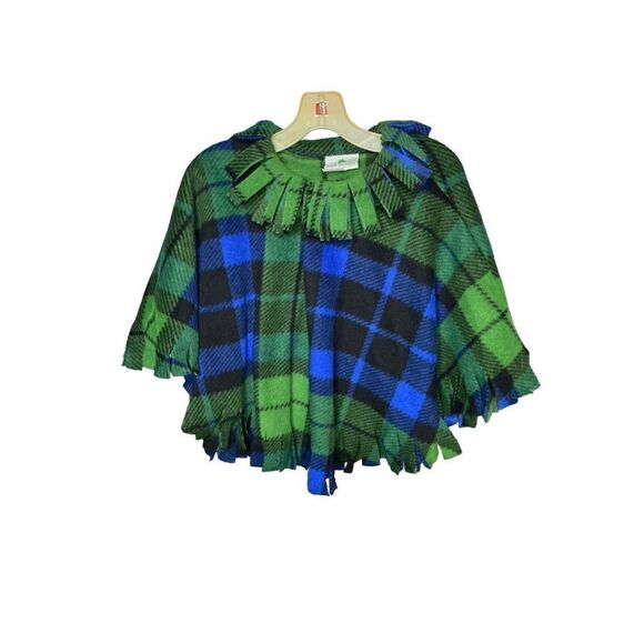 Irish bundles toddler girl, tartan plaid poncho sweater, size 2T - Picture 2 of 4